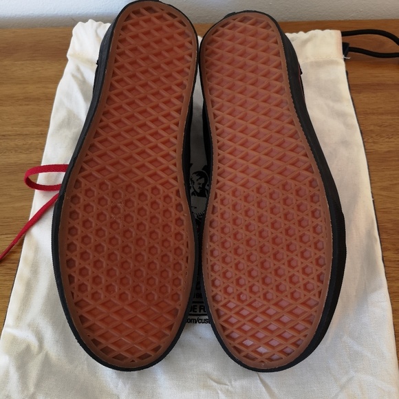 Custom Vans, black and red, size 8.5 - Picture 4 of 5